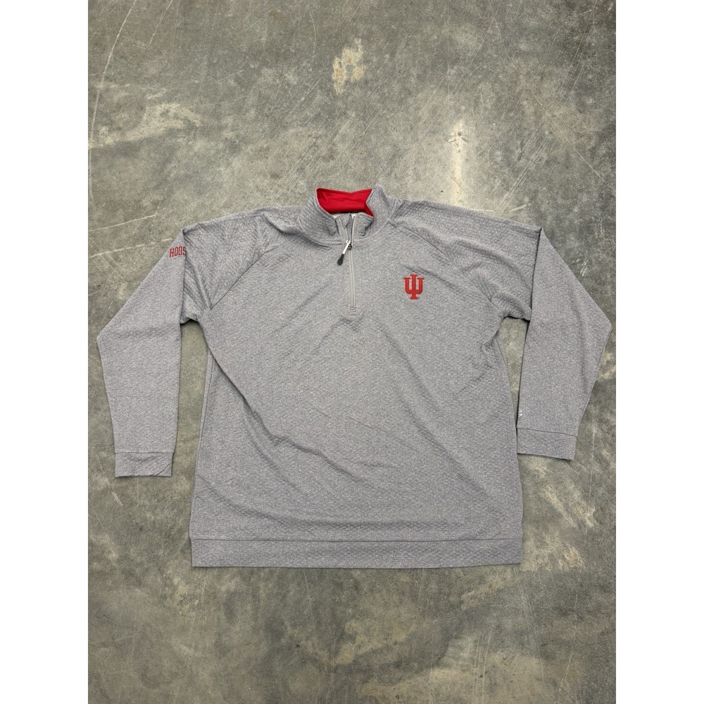Champion Indiana Hoosiers Gray 1/4 Zip Pullover Sweatshirt Mens Size 2XL